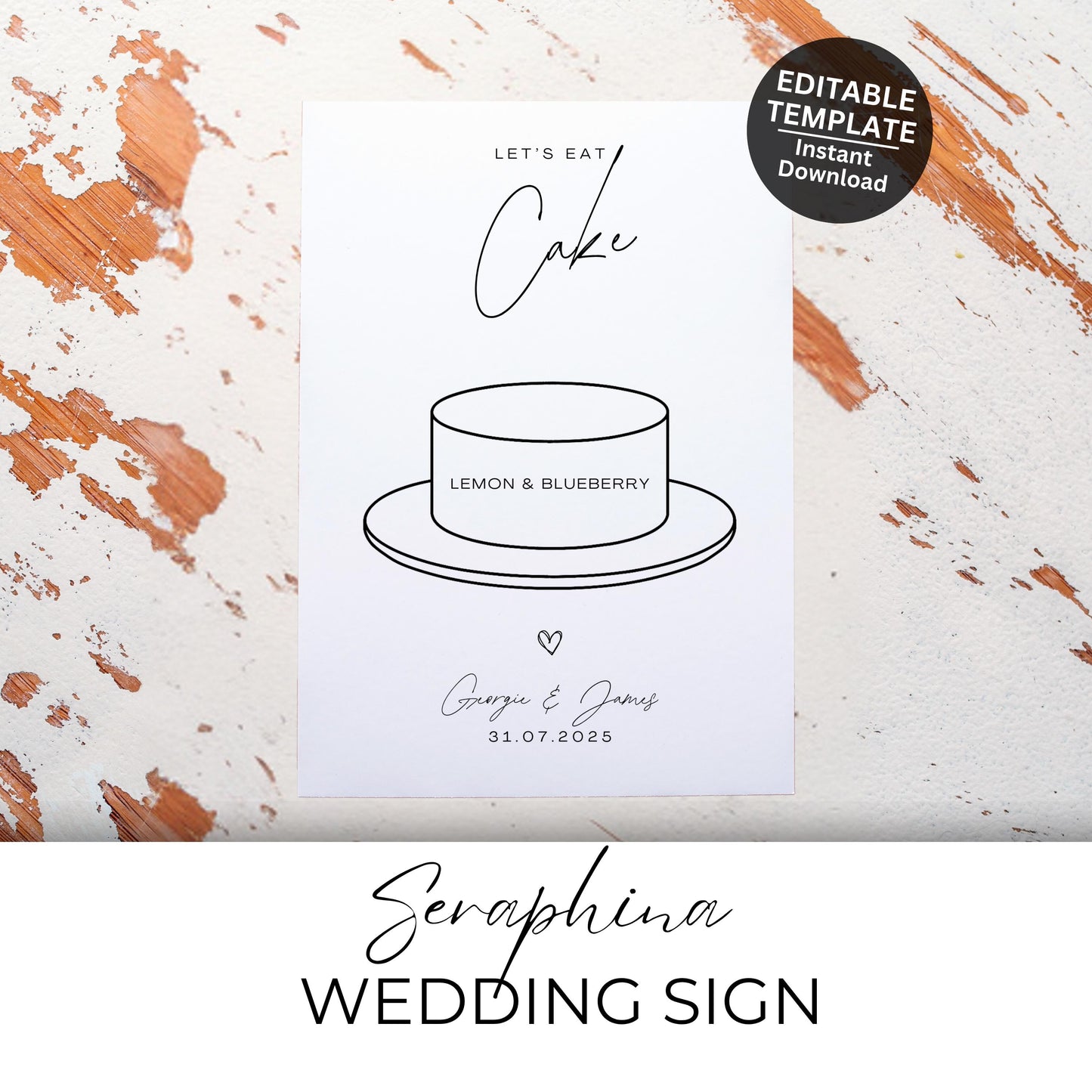 Wedding Sign For Cake Flavours Sign For Wedding Cake Flavour Sign Editable Template Minimalist Wedding Cake Printable Sign - Seraphina