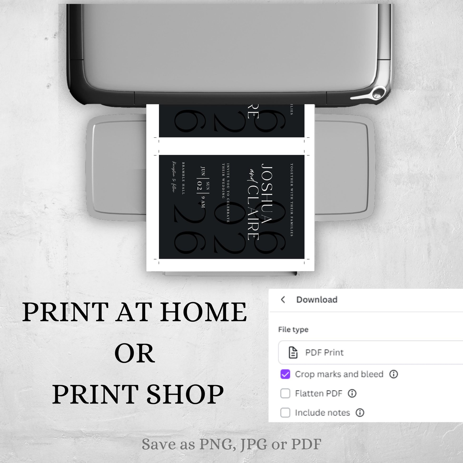 QR Code Wedding Invitation Template Minimalist Invite Suite Black & White Customizable Invite Set Printable Template Invitation - Jennifer