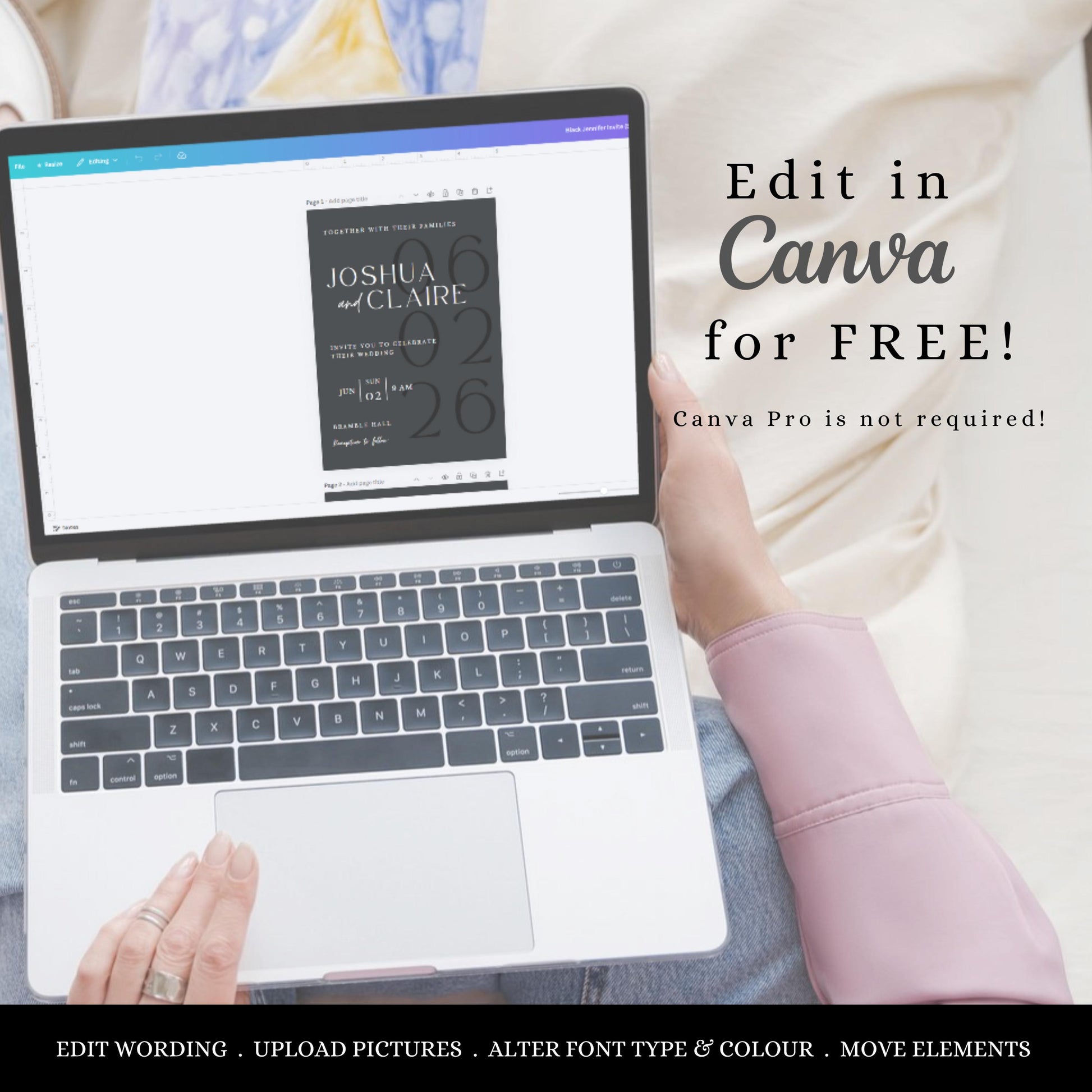 QR Code Wedding Invitation Template Minimalist Invite Suite Black & White Customizable Invite Set Printable Template Invitation - Jennifer