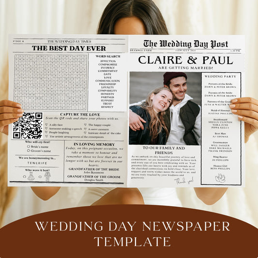 Modern vintage newspaper wedding printable