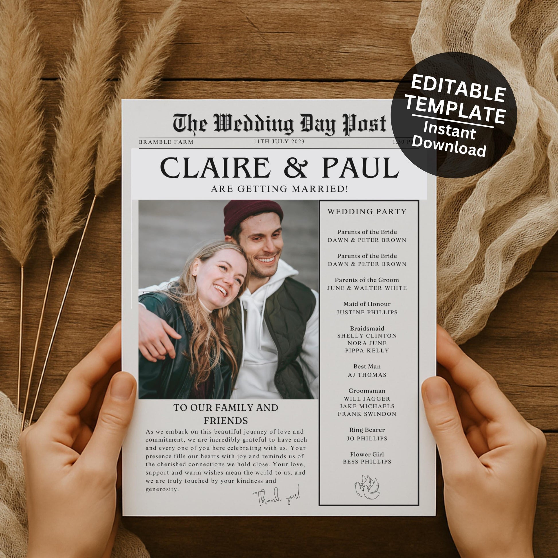 Editable Canva wedding program