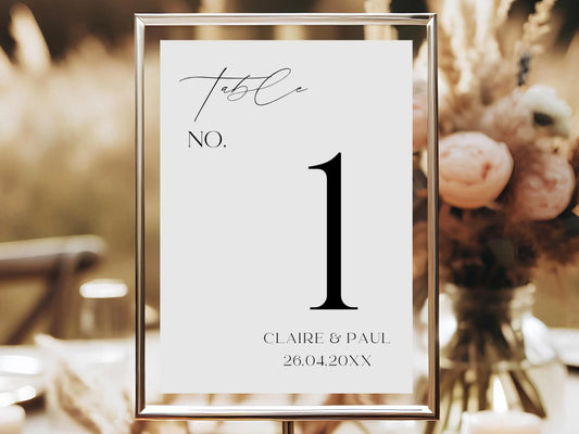 Wedding Table Number Printable Card Template – Editable Reception Table Numbers (Canva)