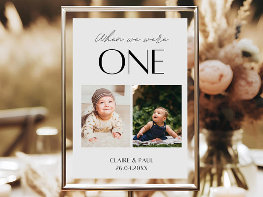 Photo Table Number Template – Modern Minimalist Wedding Table Numbers (Editable Canva)