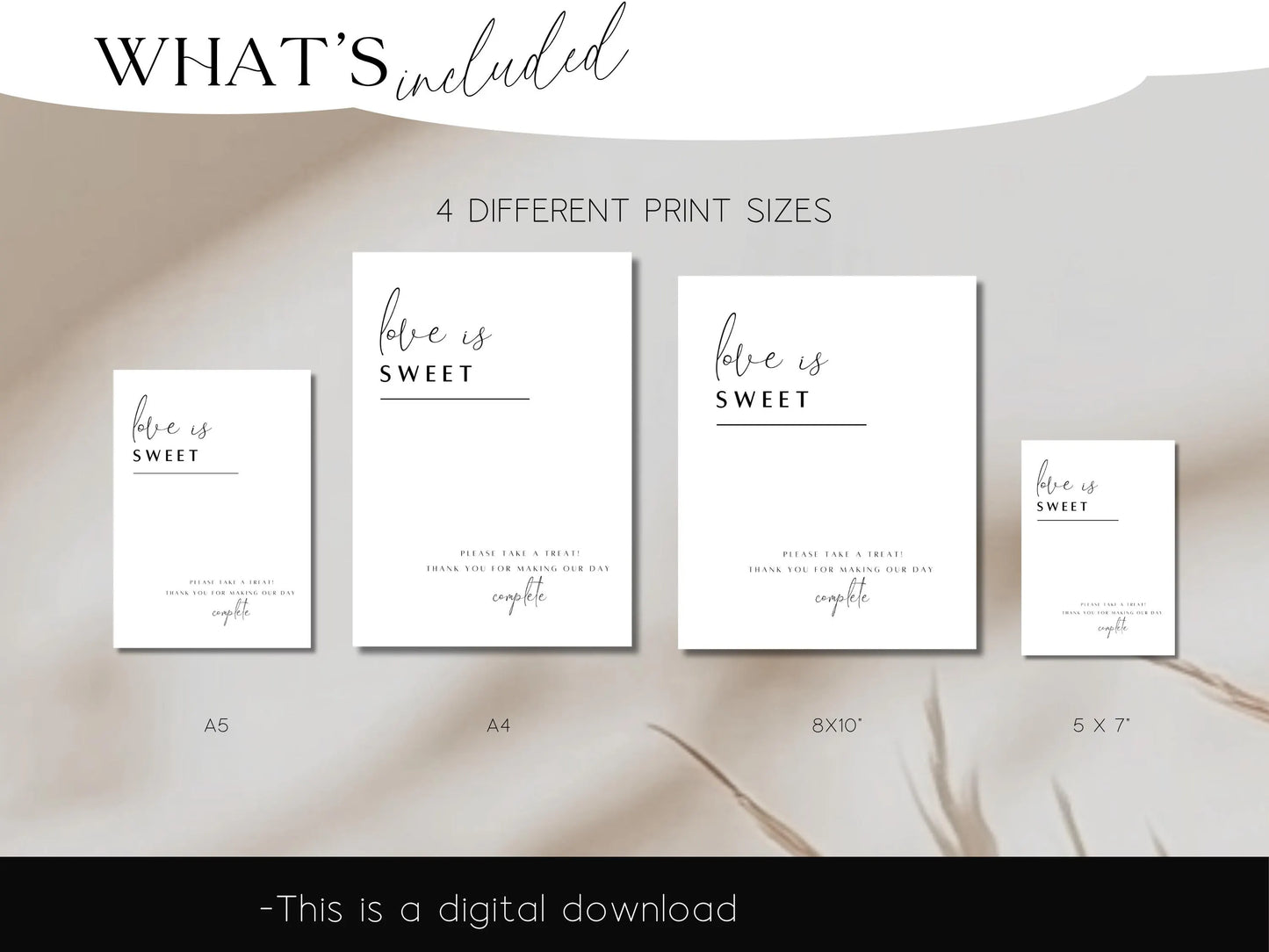 Love Is Sweet Wedding Sign Printable – Minimalist Dessert Table Sign (Canva)