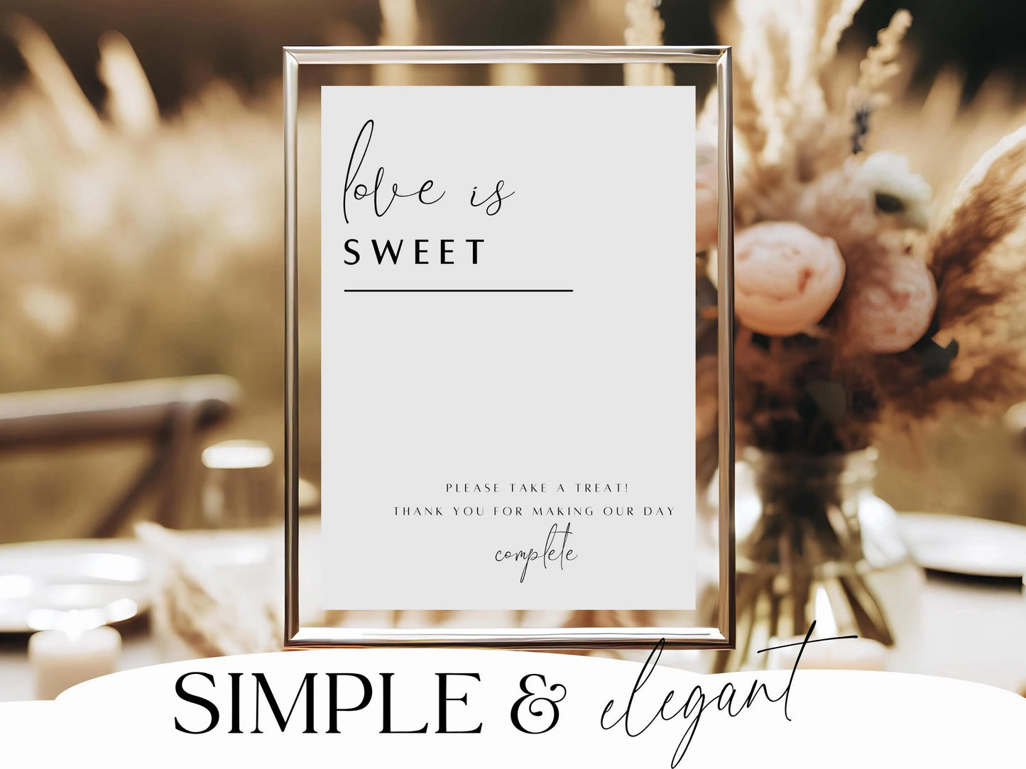Love Is Sweet Wedding Sign Printable – Minimalist Dessert Table Sign (Canva)