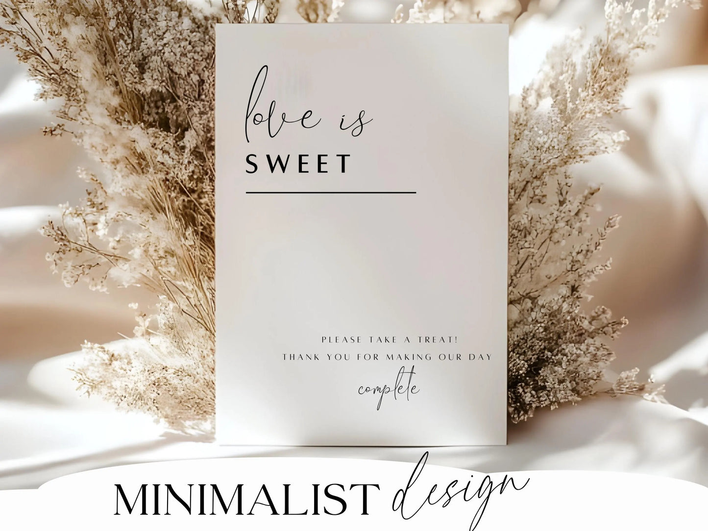 Love Is Sweet Wedding Sign Printable – Minimalist Dessert Table Sign (Canva)