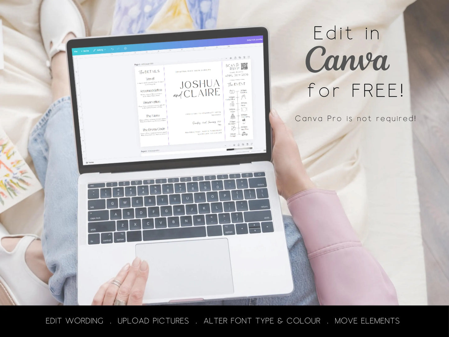 All-in-One Gatefold Wedding Invitation Template – Editable Folded Invite with RSVP (Canva)