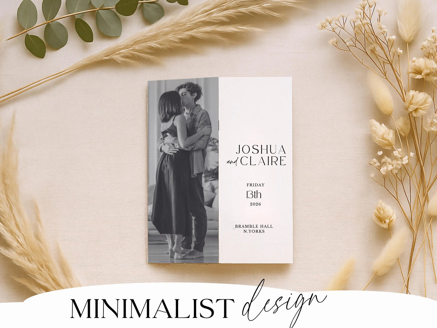 Gatefold Wedding Invitation Template – Editable Folded Wedding Invite (Canva)