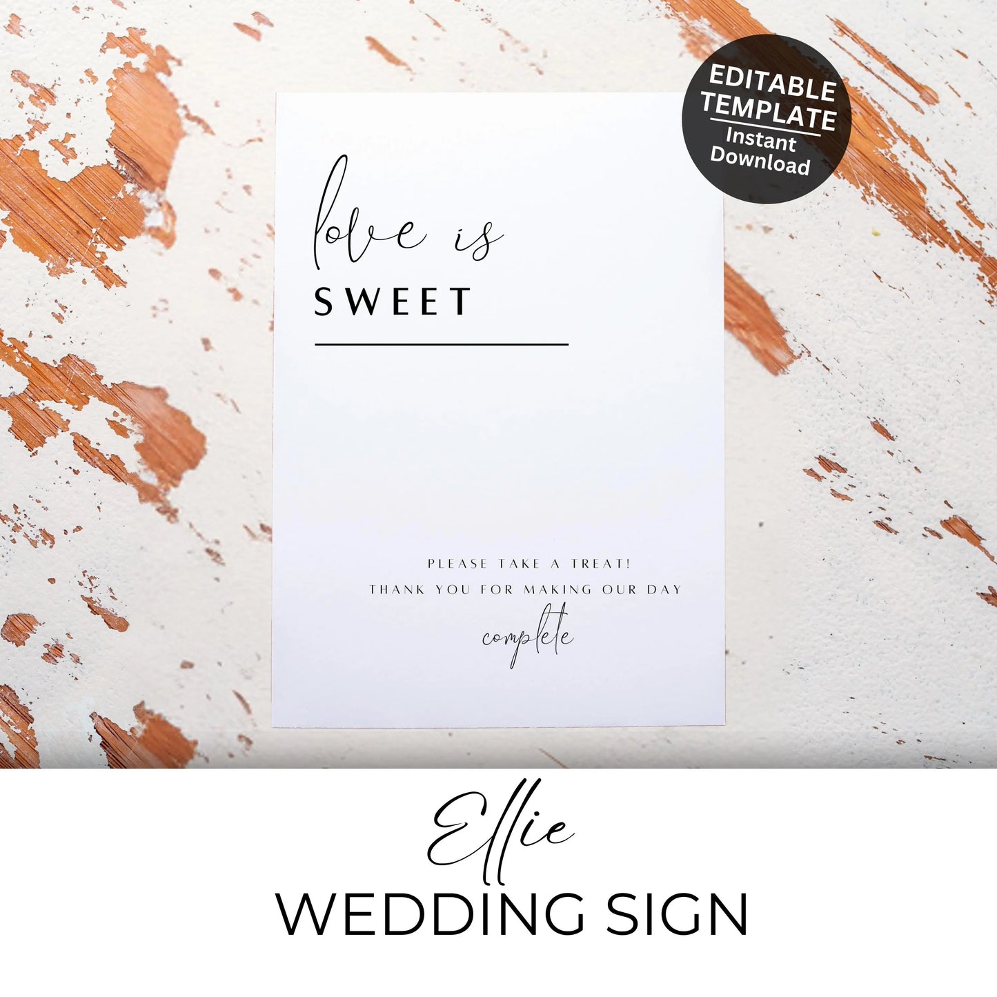 Love Is Sweet Wedding Sign Printable – Minimalist Dessert Table Sign (Canva)