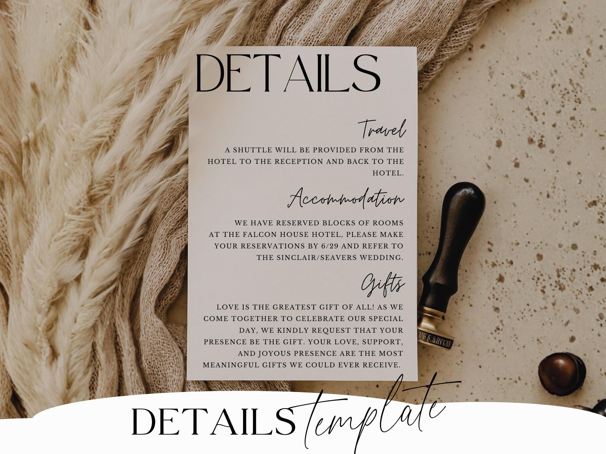 Printable Wedding Invitation with QR Code Minimalist Invite Suite Minimal Simple Editable Template -Jennifer