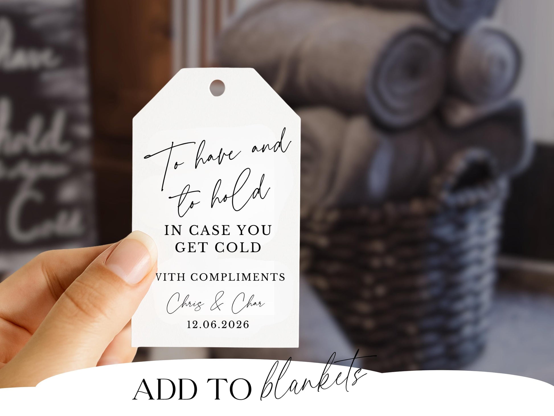 Minimalist Wedding Sign For Blanket Basket To have And To Hold - Angelina
