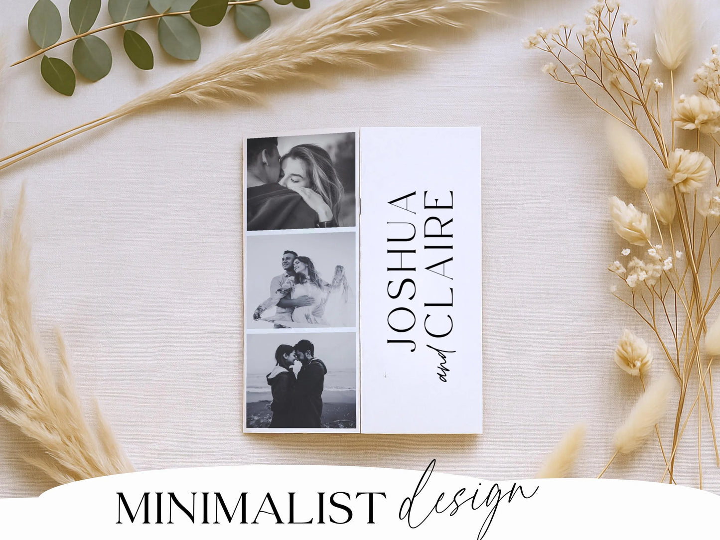 All-in-One Gatefold Wedding Invitation Template – Editable Folded Invite with RSVP (Canva)