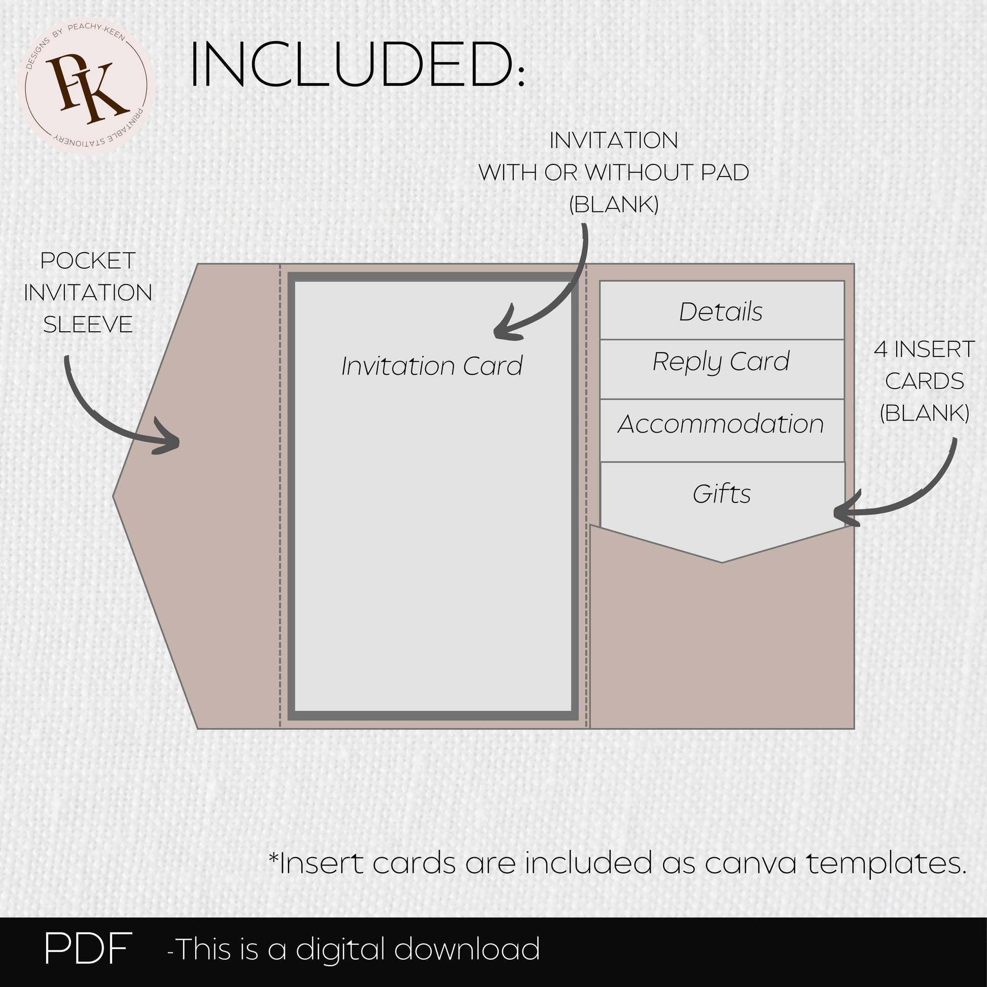 Pocketfold Wedding Invitation Trifold Wedding Invitation DIY Pocket Template Wedding Invitation Printable Pocketfold Invitation PDF