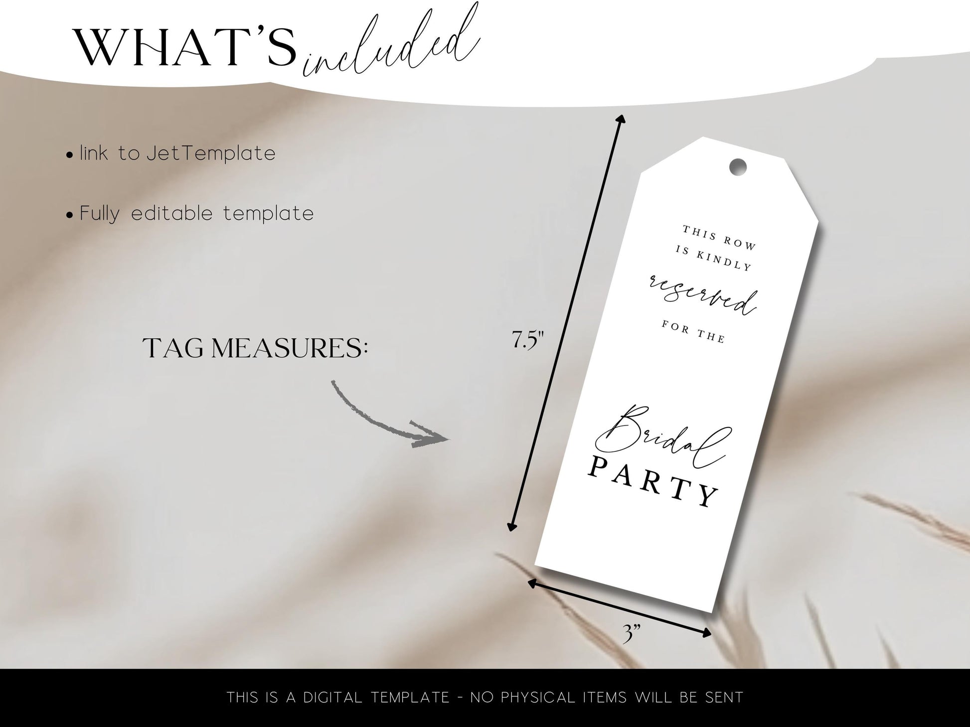 Reserved Row Tag For Church Wedding Minimalist Pew Sign Tag Template for Wedding Ceremony Reserved Row Tag Minimalist Church Wedding Pew Tag