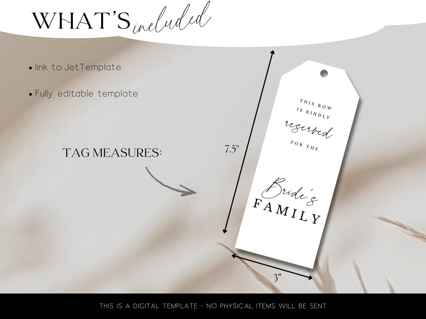 Reserved Row Tag For Church Wedding Minimalist Pew Sign Tag Template for Wedding Ceremony Reserved Row Tag Minimalist Church Wedding Pew Tag