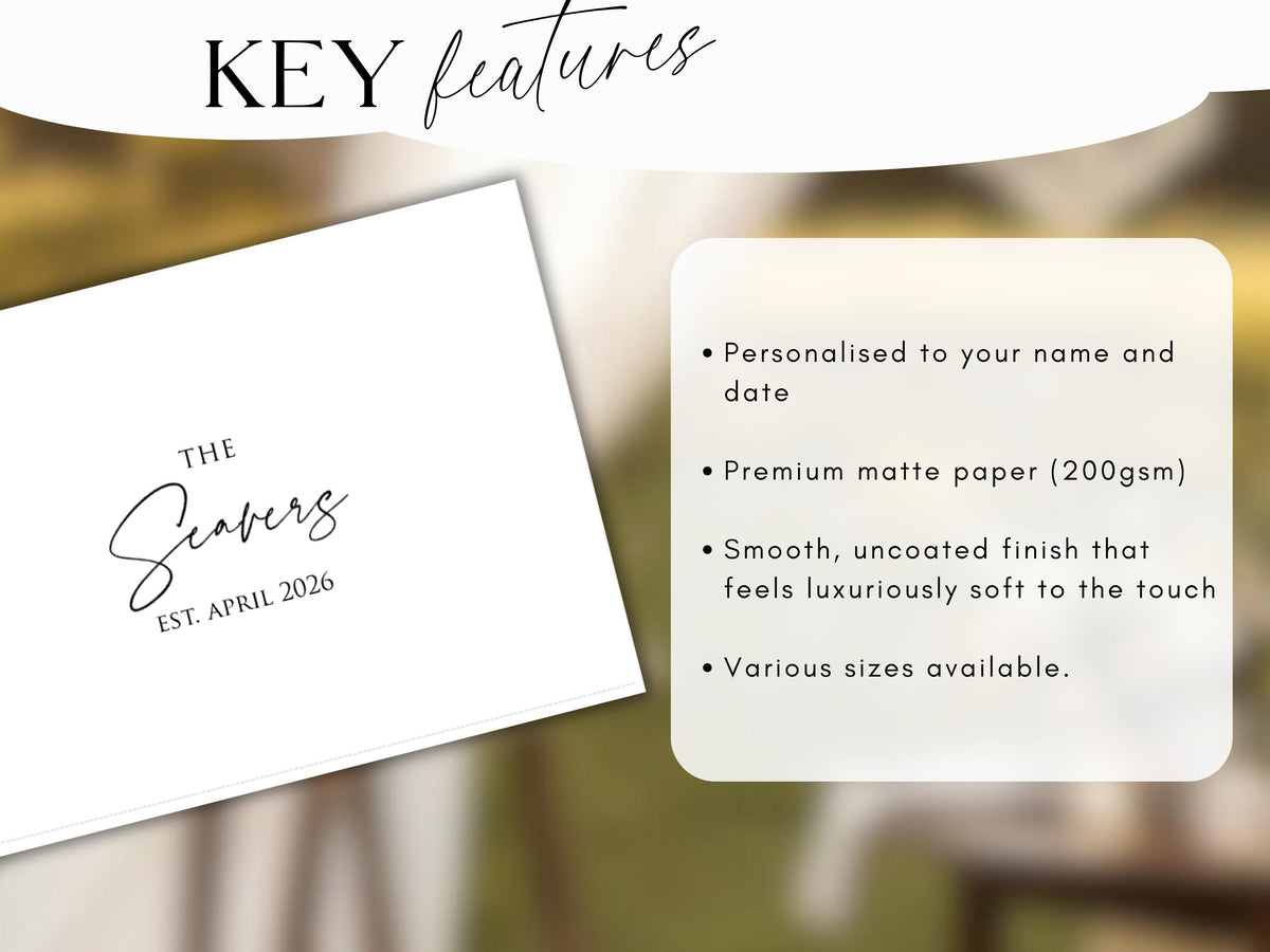 Wedding Guestbook Poster size comparison A3 A2 A1