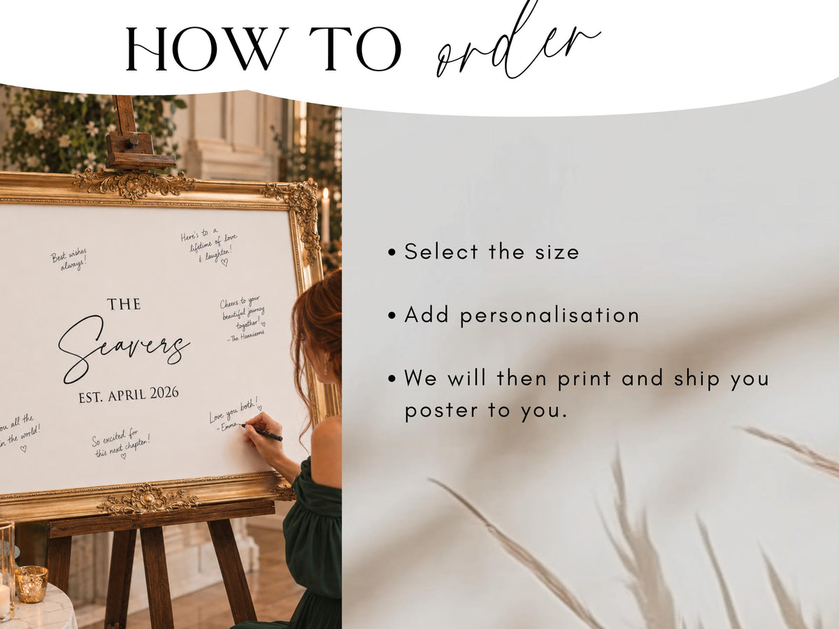 Wedding Guestbook Poster with guest signatures filled in