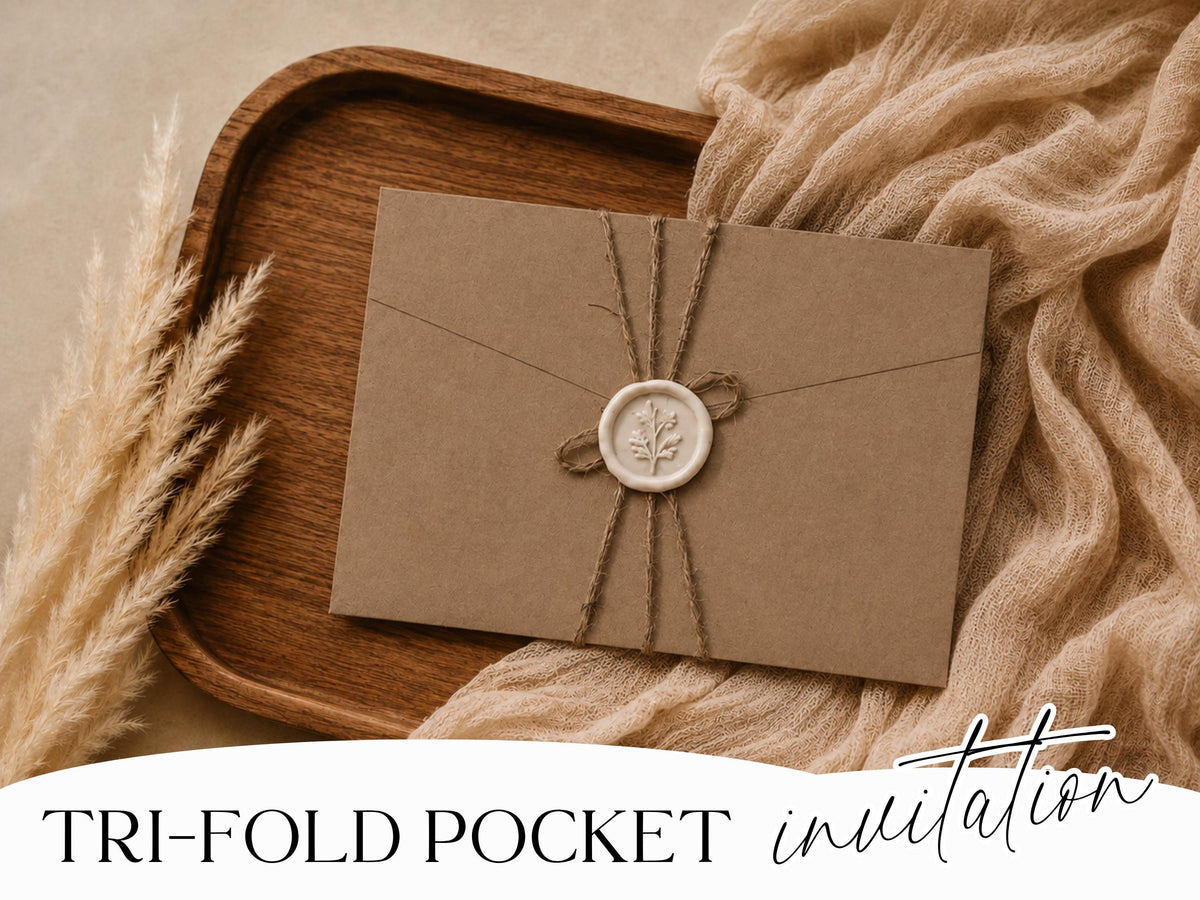 Trifold wedding invitation without mat insert design