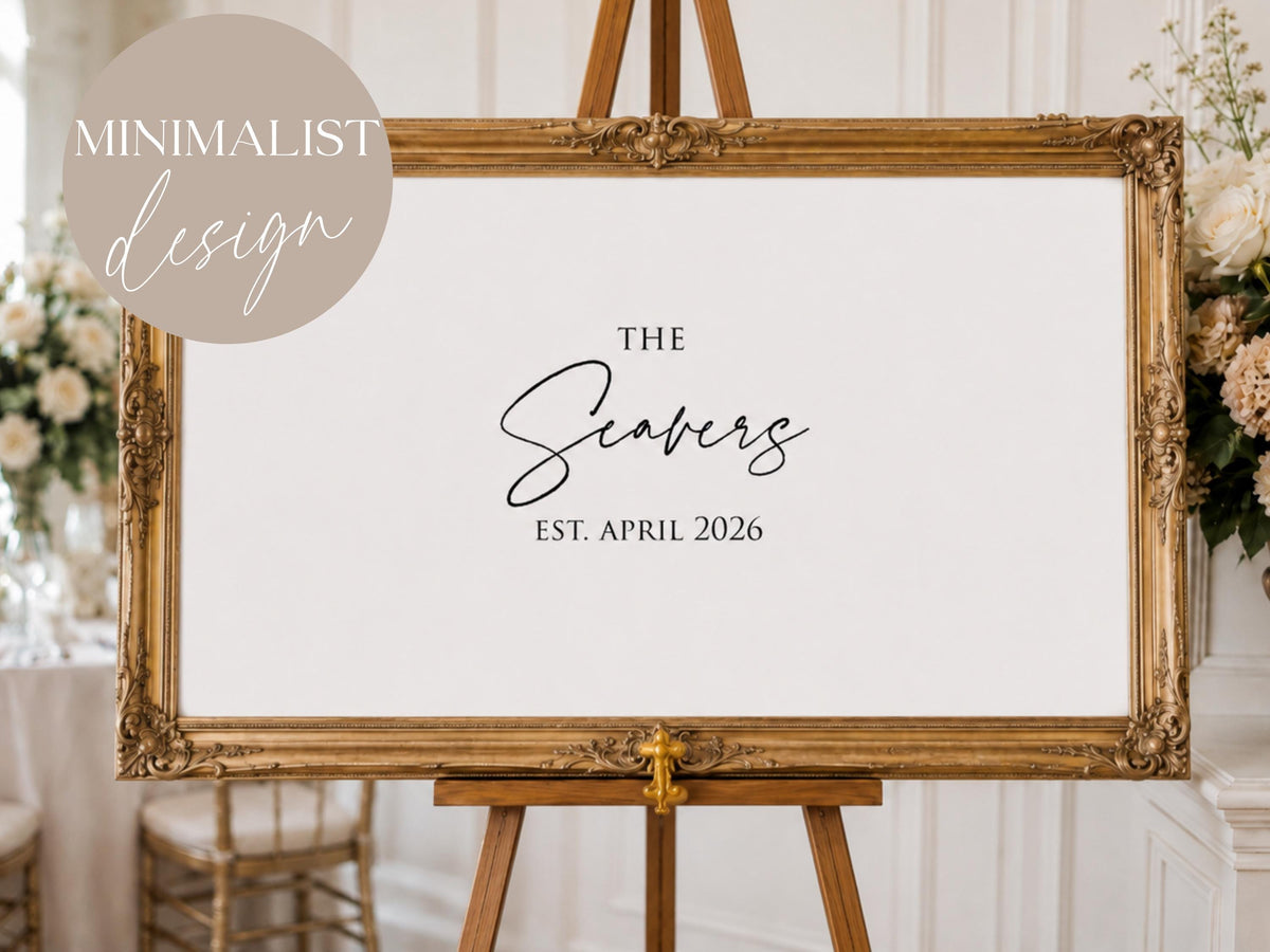 Wedding Guestbook Poster displayed framed at reception