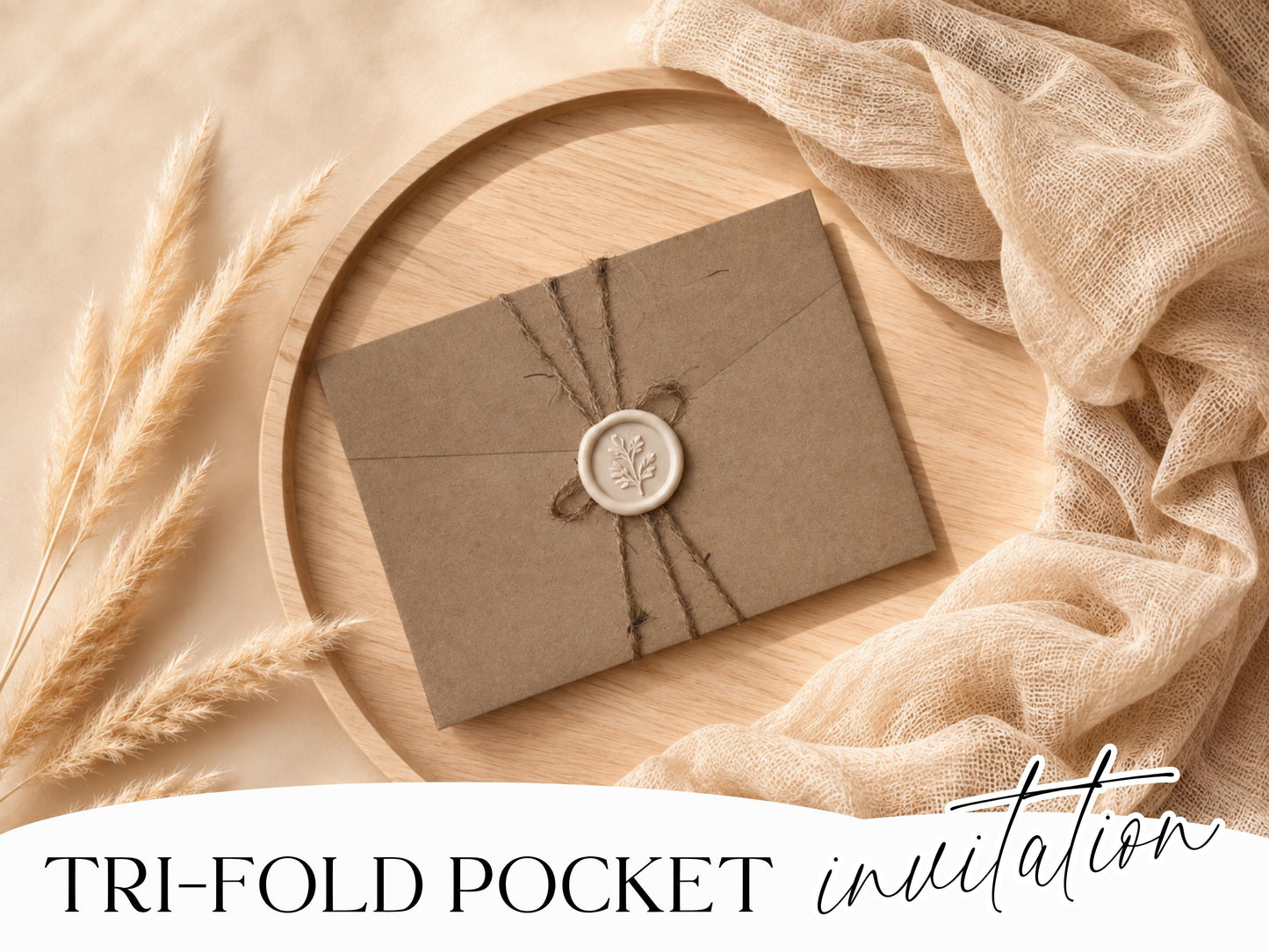 Pocketfold Wedding Invitation Template – A4 Trifold Printable PDF (Manual Cutting)