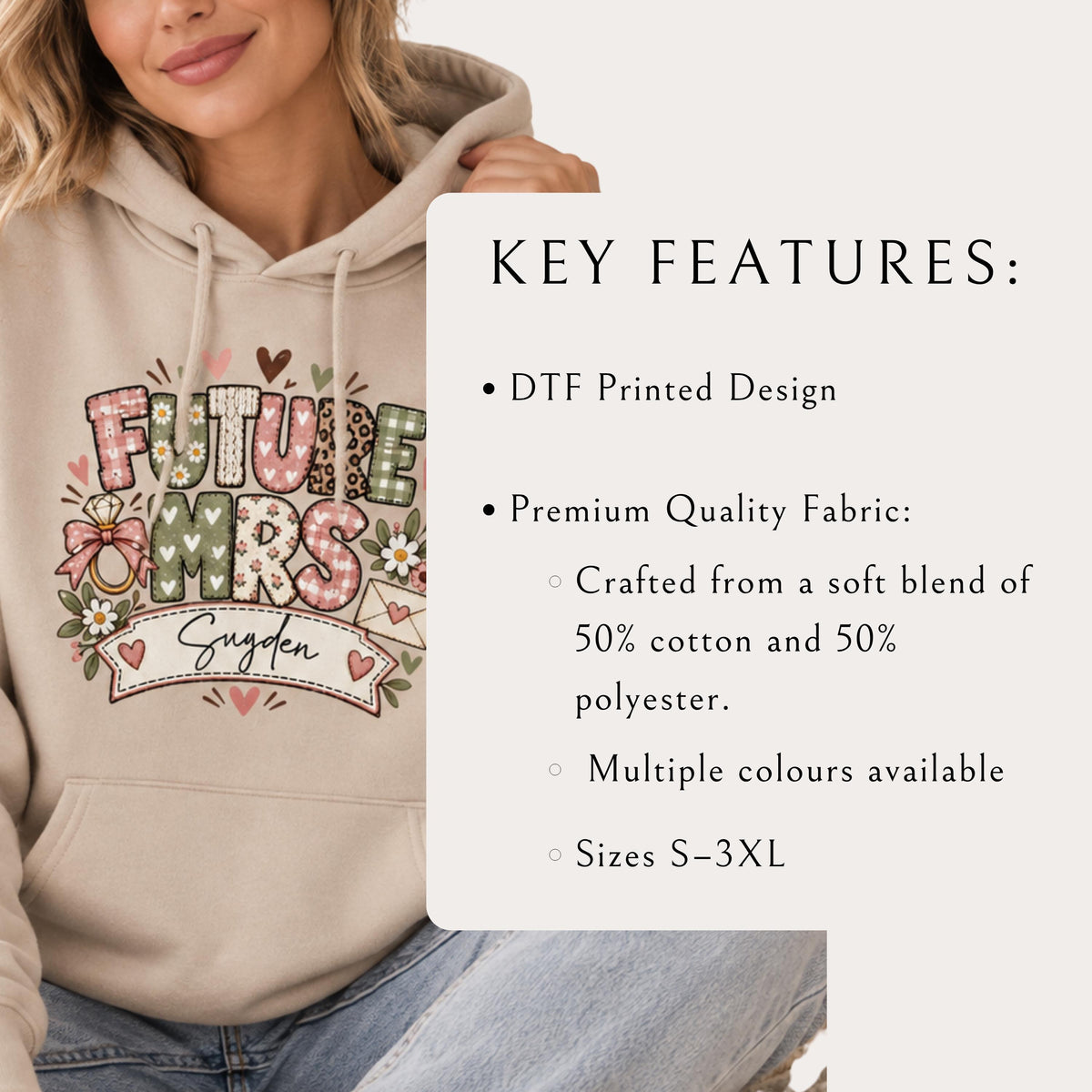 Future Mrs Hoodie hood and drawstring detail