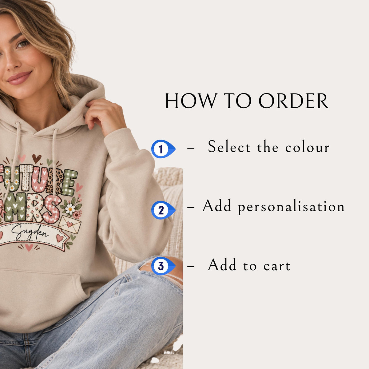 Future Mrs Hoodie size and colour chart