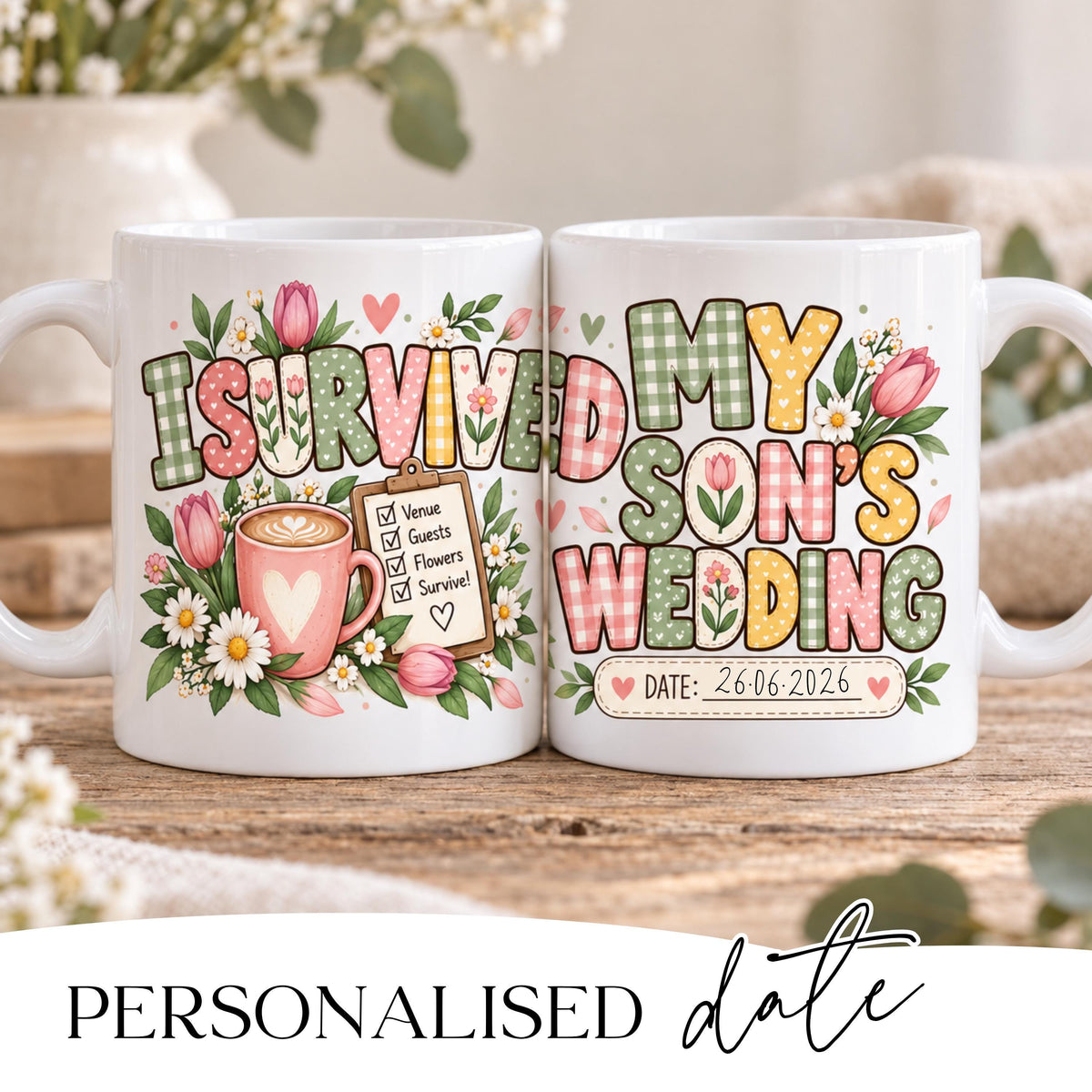 I Survived My Son's Wedding Mug close up print
