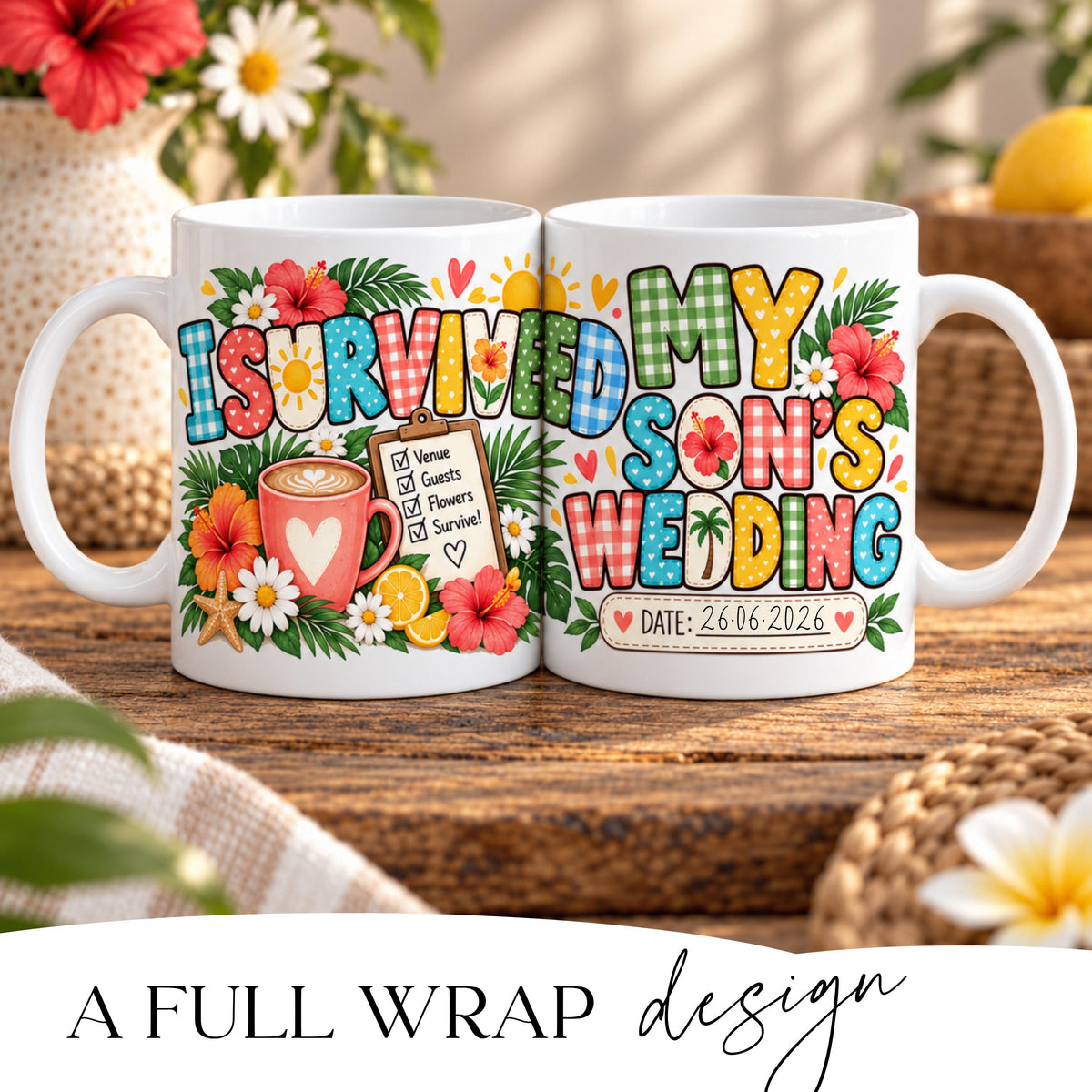 I Survived My Son's Wedding Mug seasonal colourways