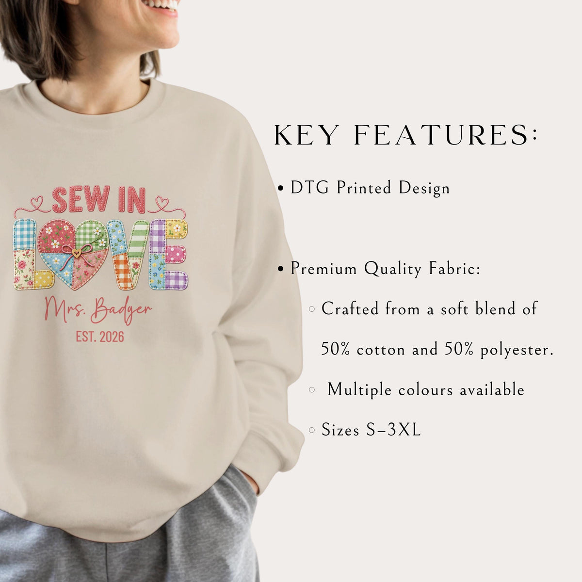 Sew In Love Sweatshirt shown flat