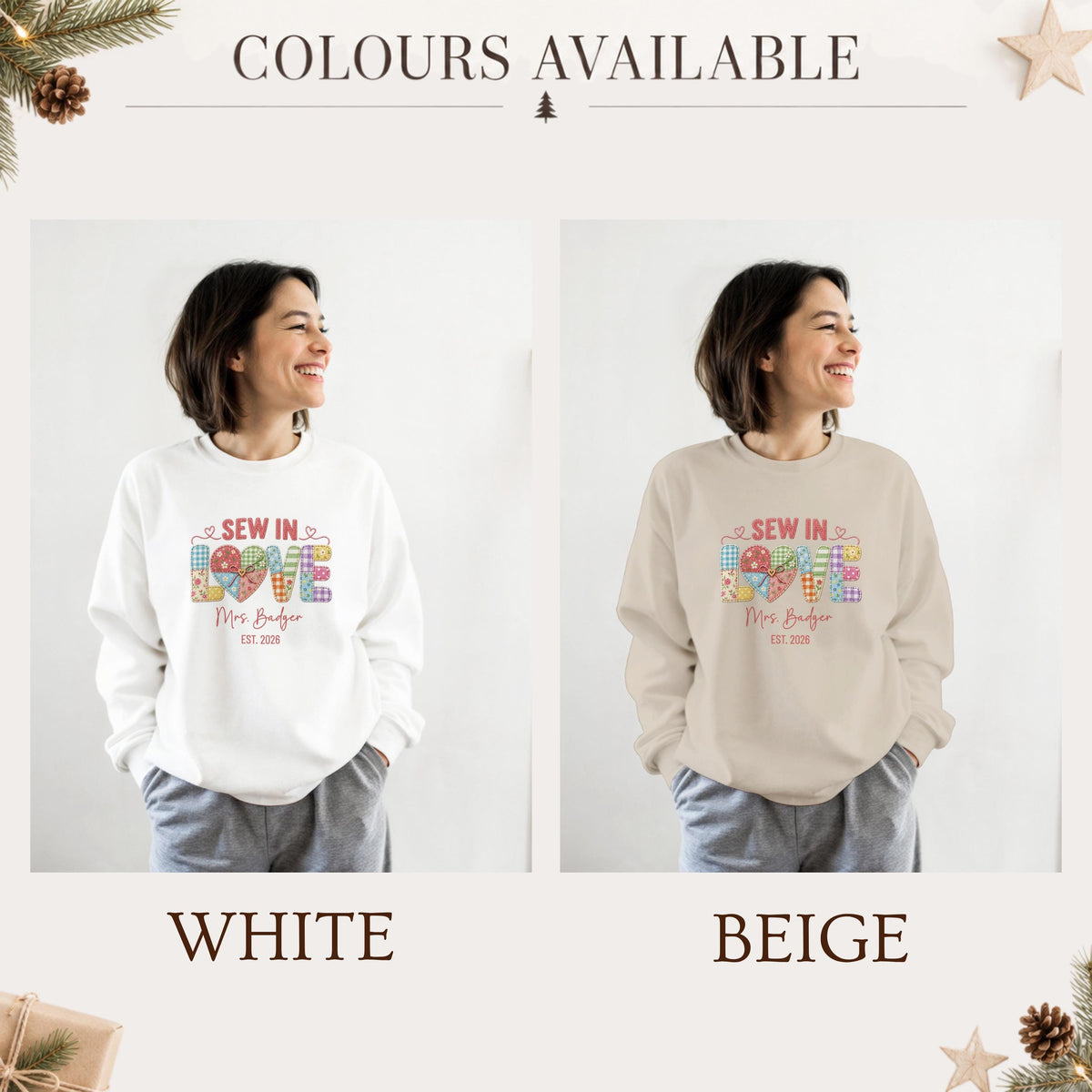 Sew In Love Sweatshirt styled as newlywed gift