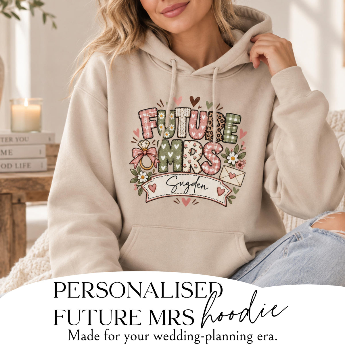 Personalised Future Mrs Hoodie - engagement gift with surname