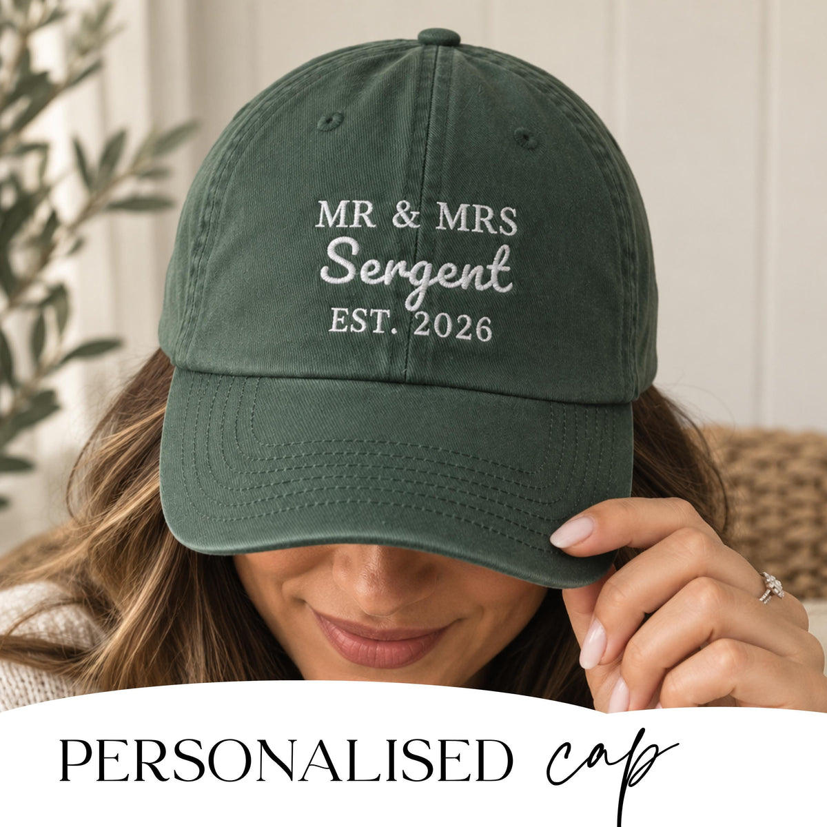 Personalised Mr and Mrs embroidered vintage dad cap with surname and est. year