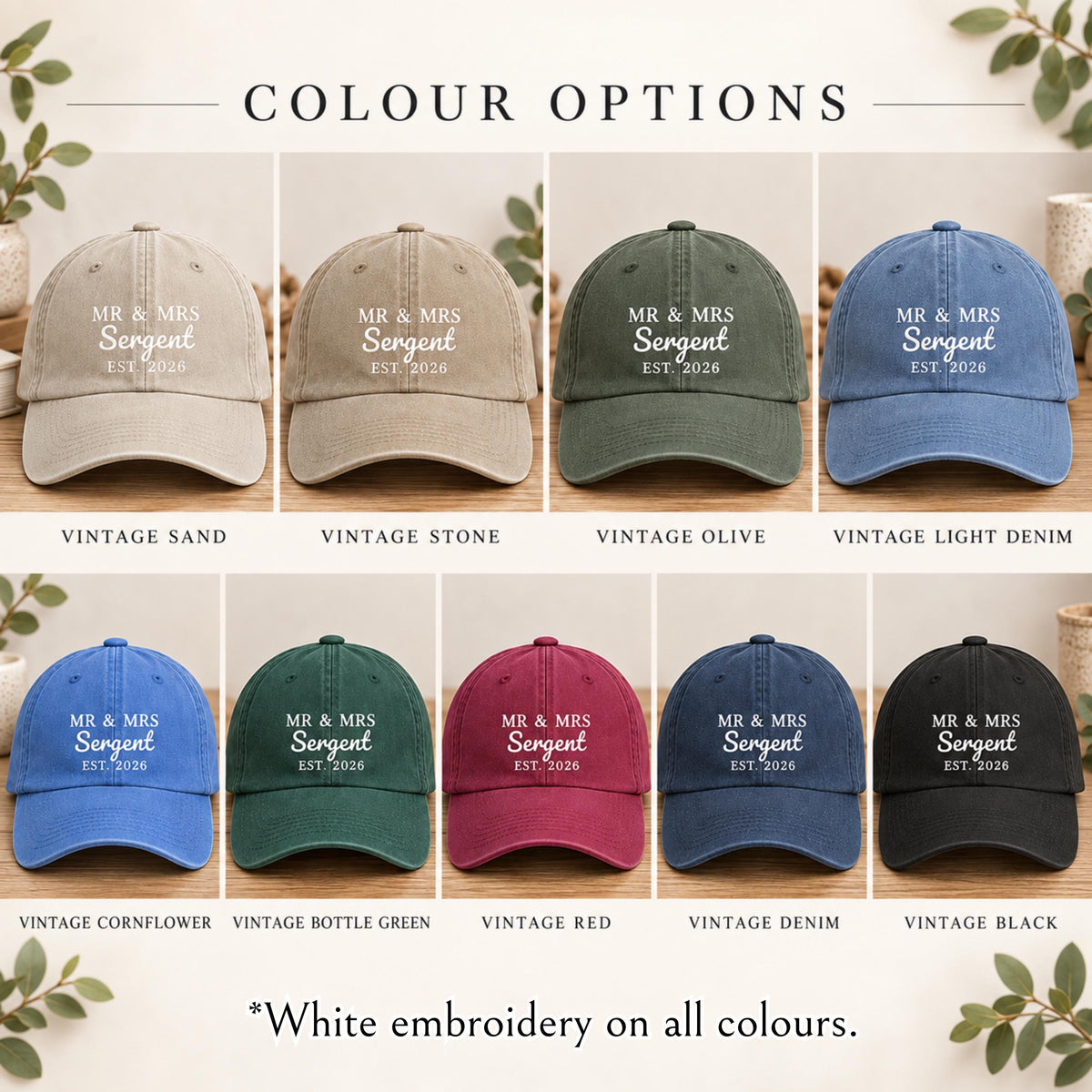 Personalised vintage dad cap with wedding year embroidery detail