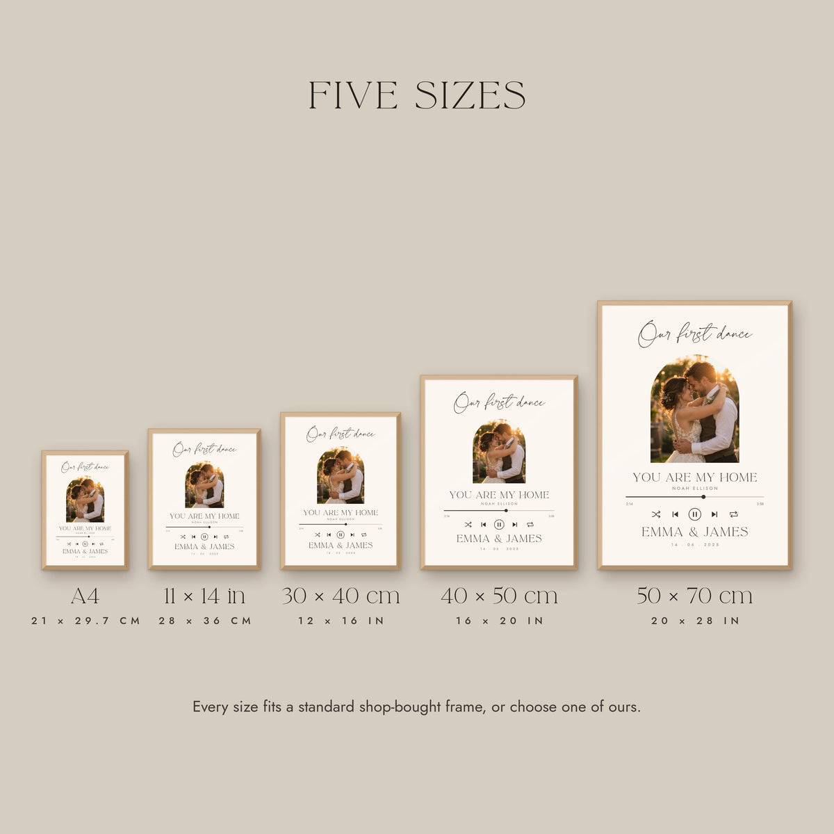 Five sizes from A4 to 50 x 70 cm