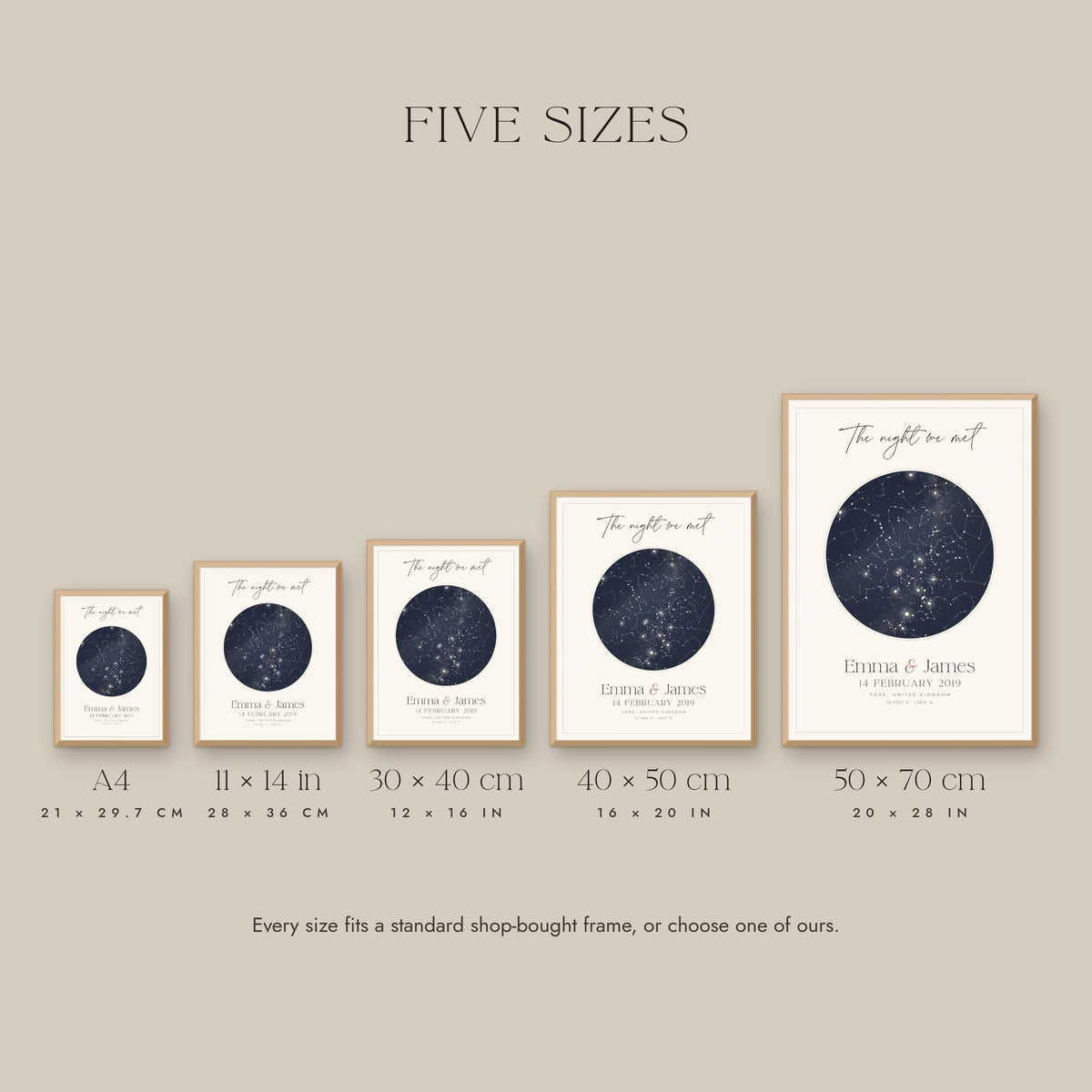 Five sizes from A4 to 50 x 70 cm